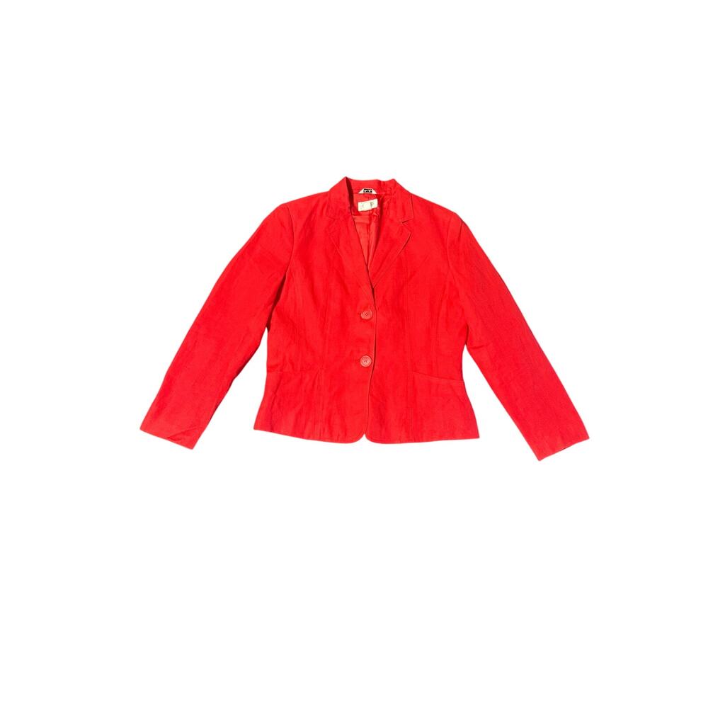 vtg talbots 100 % irish linen two buttons blazer jacket sz 10 red
